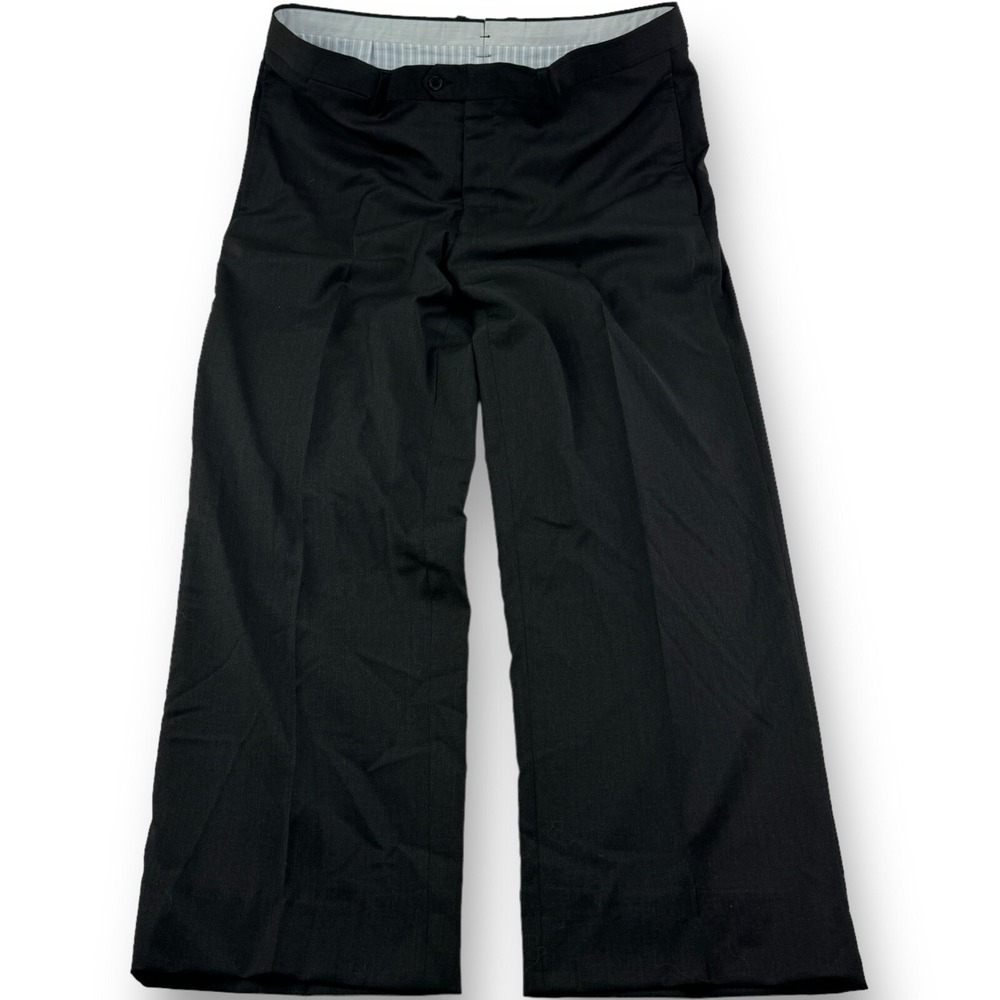 Santorelli Platinum Charcoal Flat Front Wool Dress Pants Mens Size 38X30 +2"